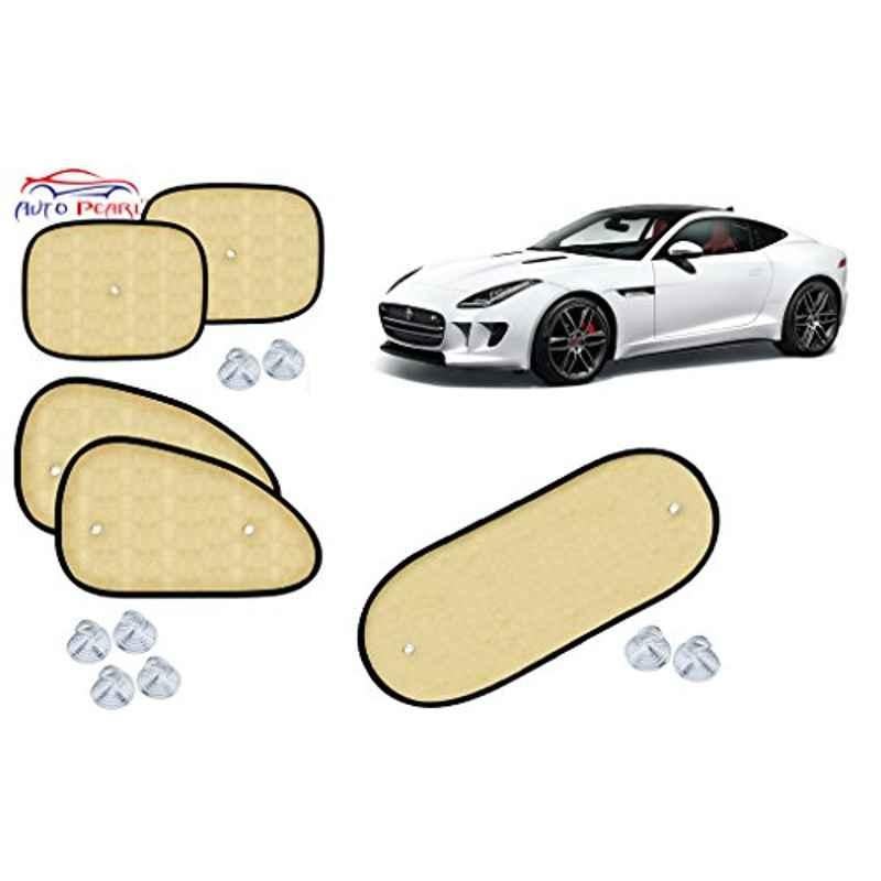 Auto Pearl 5 Pcs PVC & Mesh Beige Window & Rear Sun Shade Set for Jaguar F-Type