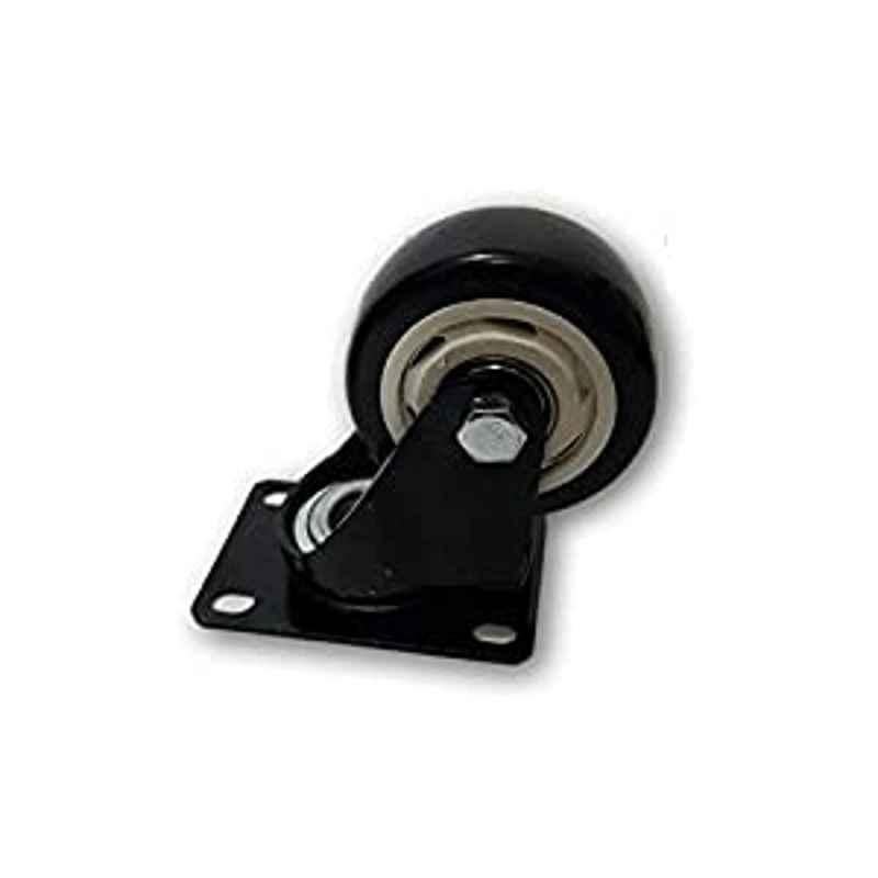 Krost Polyurethane Solid Rubber Castor Wheel For Trolley Cart (Black)