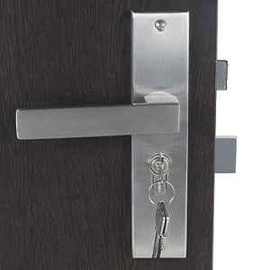 Handle Waala LB10003-CYS-BSK 8 inch 60mm Stainless Steel Silver Cylindrical Plate Both Side Key Mortise Door Lock Set