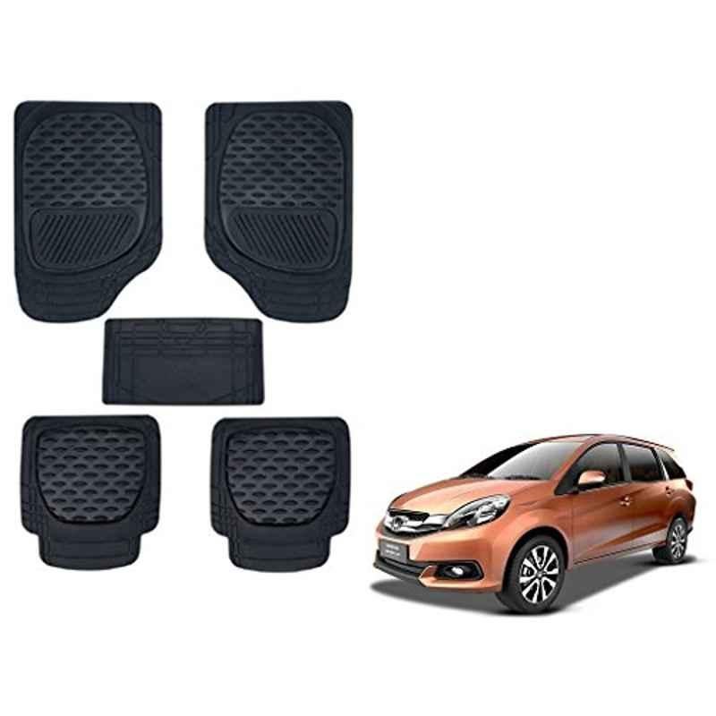 Kozdiko 6255TW 5 Pcs PVC & Rubber Black Car Mat Set for Honda Mobilio