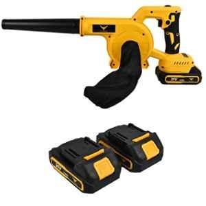Flymax 21V 2Ah Yellow & Black Cordless Leaf Blower with 2 Batteries