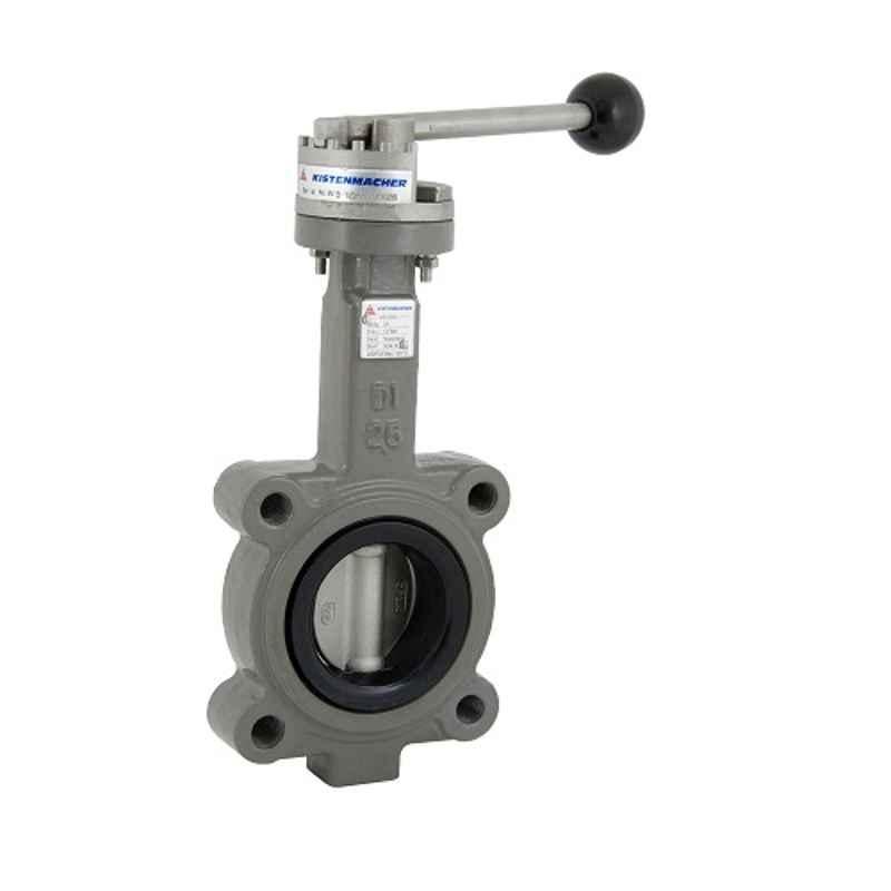 Kistenmacher DN50 Ductile Iron Lever Operated Lug Type Butterfly Valve, EGKVE201DN50