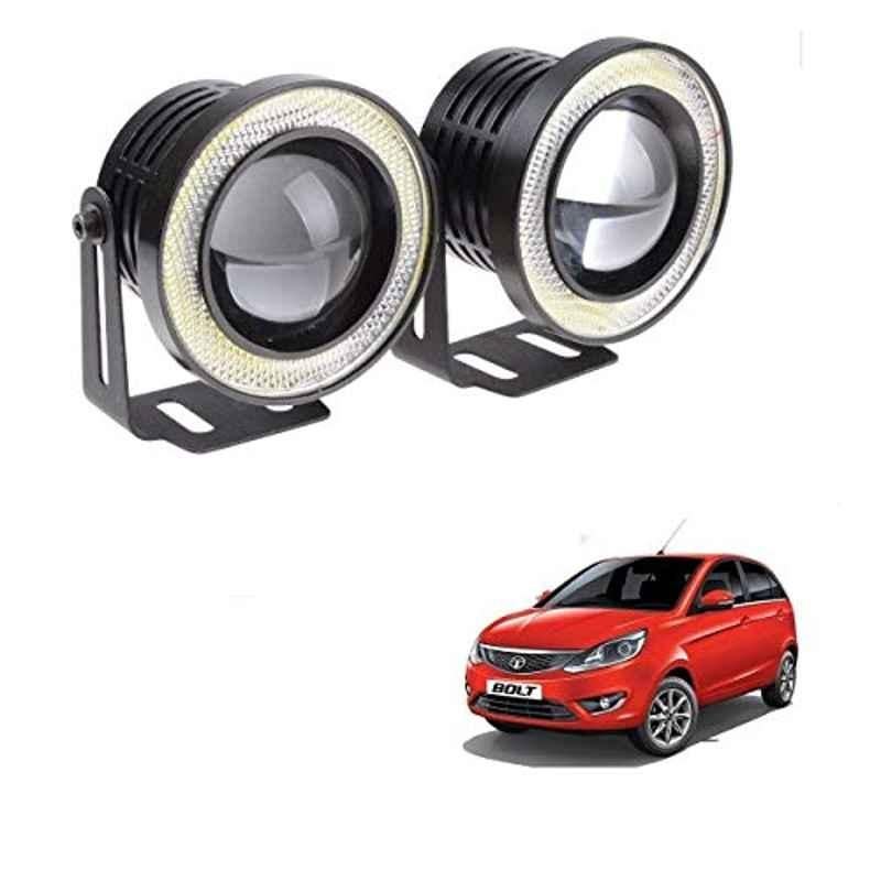 Kozdiko 2 Pcs 15W 3.5 inch High Power White LED Projector COB Fog Light Set with White Angel Eye Ring for Tata Bolt, koz_89382