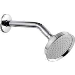 Prestige CROWN 4 inch Brass Chrome Finish Rain Flow Shower Head with 9 inch Arm