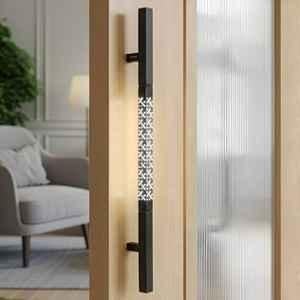 Plantex 18 inch LED Main Door Handle/Pull-Push Handle with Sensor Touch/Lighting Door Handle for Main Door/Stainless Steel Handle for Home & Door Decor (Z-Black)