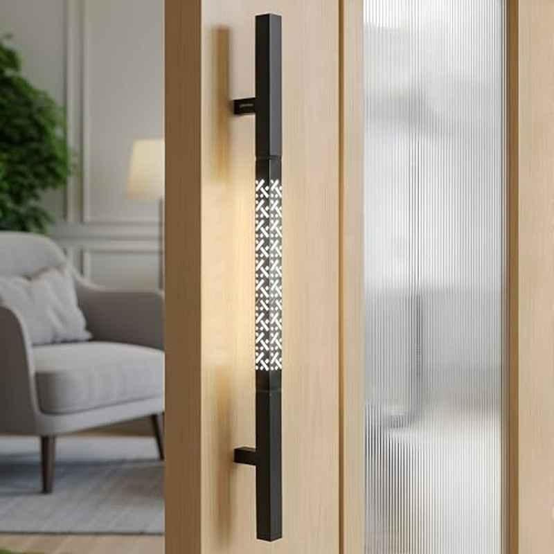 Plantex 18 inch LED Main Door Handle/Pull-Push Handle with Sensor Touch/Lighting Door Handle for Main Door/Stainless Steel Handle for Home & Door Decor (Z-Black)