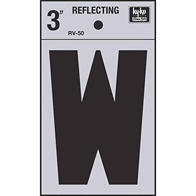 HY-KO RV-50/W 3 inch Vinyl Black Reflective Letter W, 107132