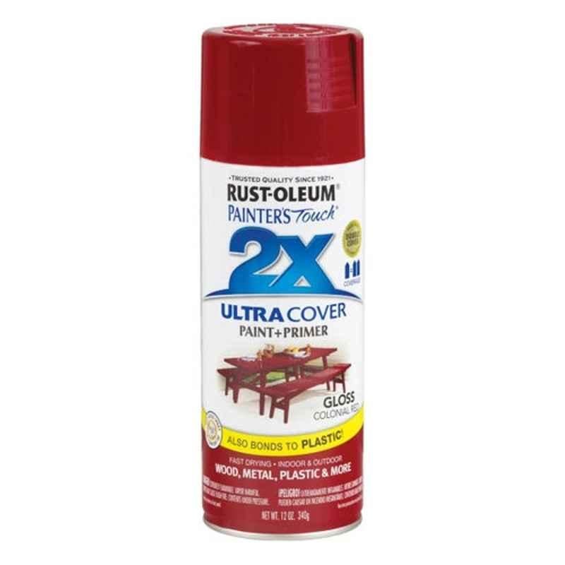 Rust-Oleum Painters Touch 12 Oz Colonial Red 2X Ultra Cover Gloss Paint & Primer Spray, 249116