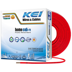 KEI 6 Sqmm 1 Core Homecab FR Red Copper PVC Insulated Unsheathed Multistrand Flexible Cable, Length: 90 m