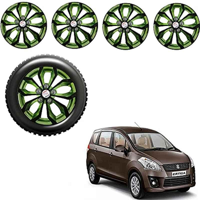 Auto Pearl 4 Pcs 15 inch ABS Black & Green Car Wheel Cover Set for Maruti Suzuki Ertiga T-1