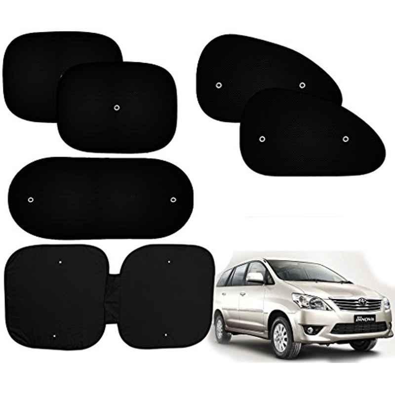 Auto Pearl 6 Pcs PVC & Mesh Black Window, Front & Rear Sun Shade Set for Toyota Innova 2012-2013