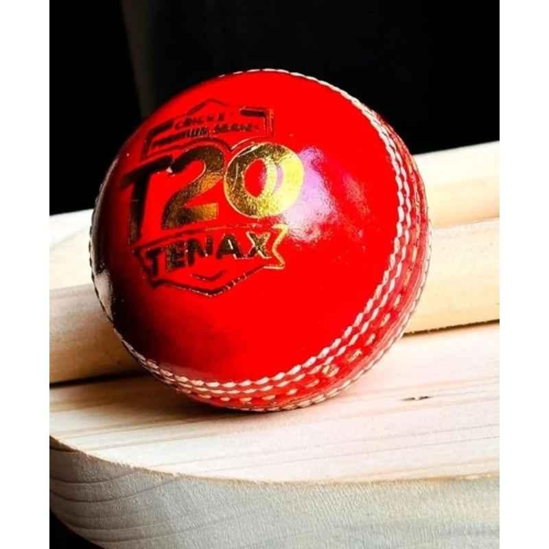 Tenax T-20 Cricket Leather ball for training , Bowling & Practice Cricket Leather Ball (Standard Red, Maroon)