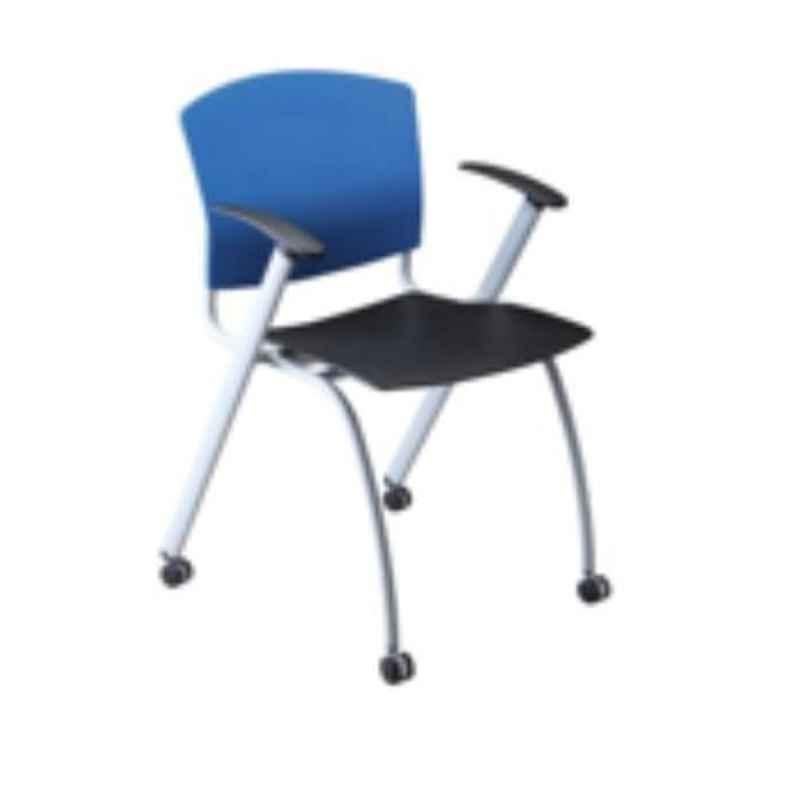 Buy Wipro Pause Plastic Blue Visitor Chair with 4 Castors Online