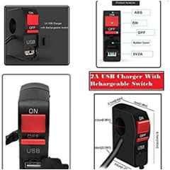 Meenu Arts 12V 7/8 Motorcycle Handlebar Switch with ON/Off Button and USB Charging Port (2 Amp) T-10Suitable for All Bikes