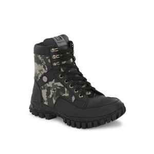 Eego Italy WW-127 Leather Steel Toe Black Military Outdoor Boots, Size: 6