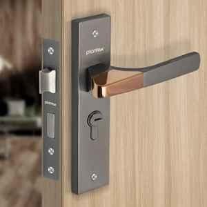 Plantex Heavy-Duty Door Lock Set Main Door Handle Set/ 6-Lever Lock Mechanism with 3 Years of Warranty by Plantex/Mortise, Brass Lock Body & Cylinder 8114 Satin Black & PVD Choco