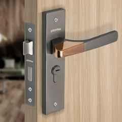Plantex Heavy-Duty Door Lock Set Main Door Handle Set/ 6-Lever Lock Mechanism with 3 Years of Warranty by Plantex/Mortise, Brass Lock Body & Cylinder 8114 Satin Black & PVD Choco