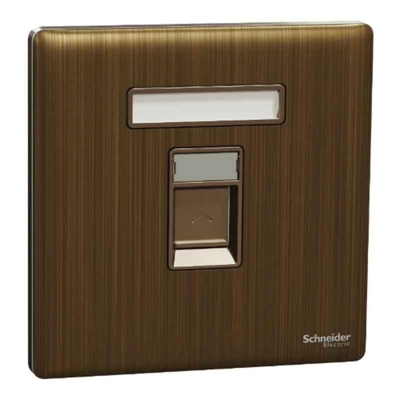 Schneider Electric Unica X 1M RJ45 Cat6 Antique Brass Shuttered Data Socket, NUX31RJ6_AB
