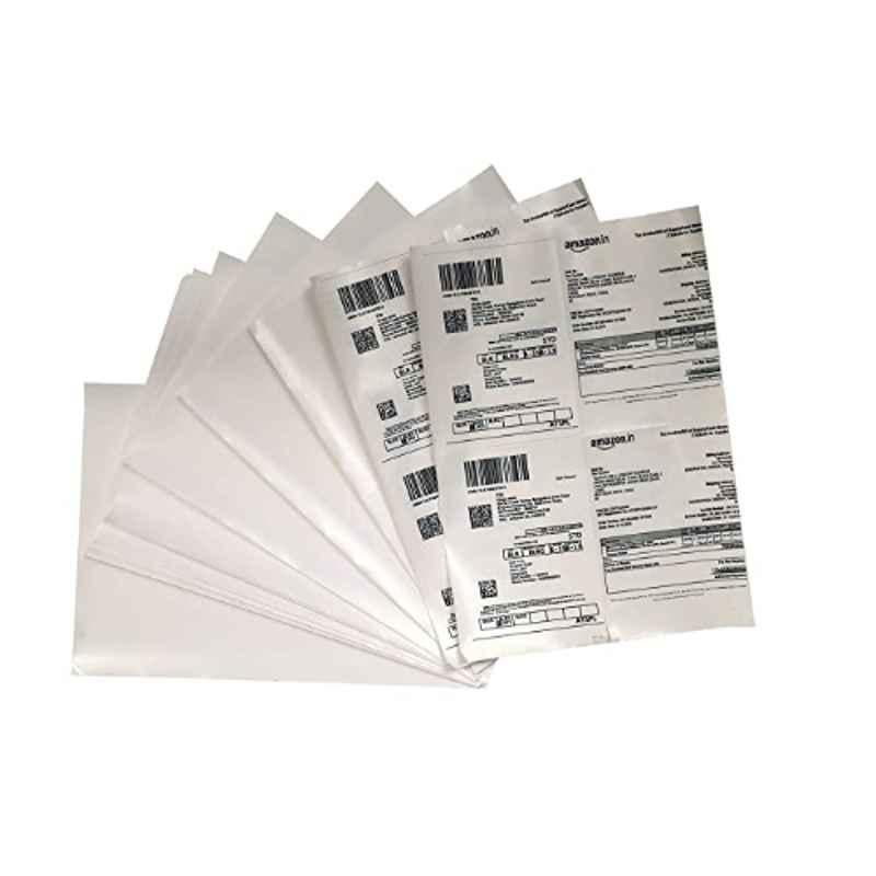 Securement A4 Size Paper Laminated White Label Sheet with 4 Pre-Cut Labels (Pack of 100)