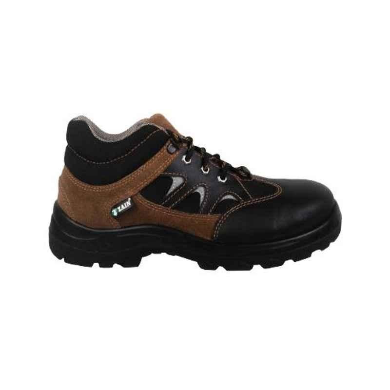 Zain Dexter Plus Leather Steel Toe Black & Brown Work Safety Shoes, 82334, Size: 9