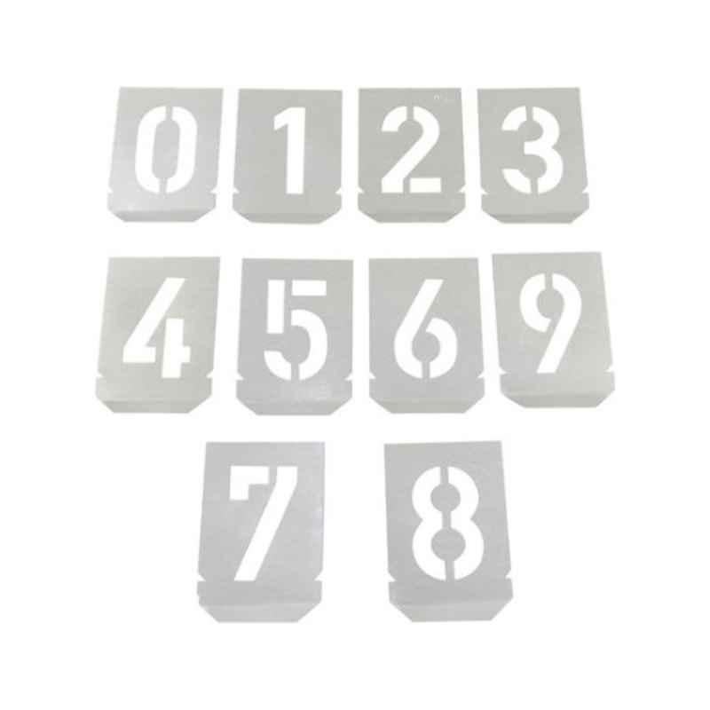180mm Silver 0 to 9 Galvanized Steel Number Stencils (Pack of 10)