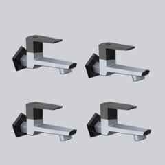 RN G20 15mm PTMT Metallic Grey & Black Foam Flow Long Body Bib Cock with Flange (Pack of 4)