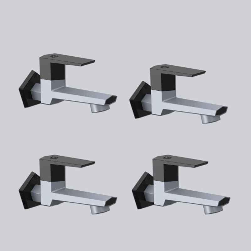 RN G20 15mm PTMT Metallic Grey & Black Foam Flow Long Body Bib Cock with Flange (Pack of 4)