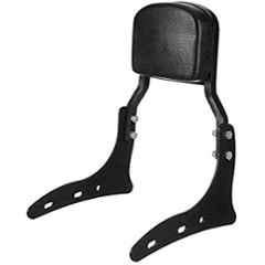 AOW Harley Style Backrest Support Pillion Balck Cushion Back Rest Full Black Bar for Royal Enfield Models RE-03
