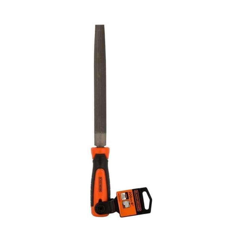 Black & Decker 200mm Steel Orange & Black Cut Bi-material Half Round File, BDHT22146