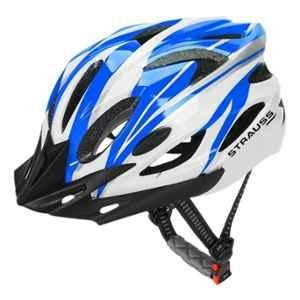 Strauss 54-62cm White & Blue PVC Cycling Helmet, ST-1307