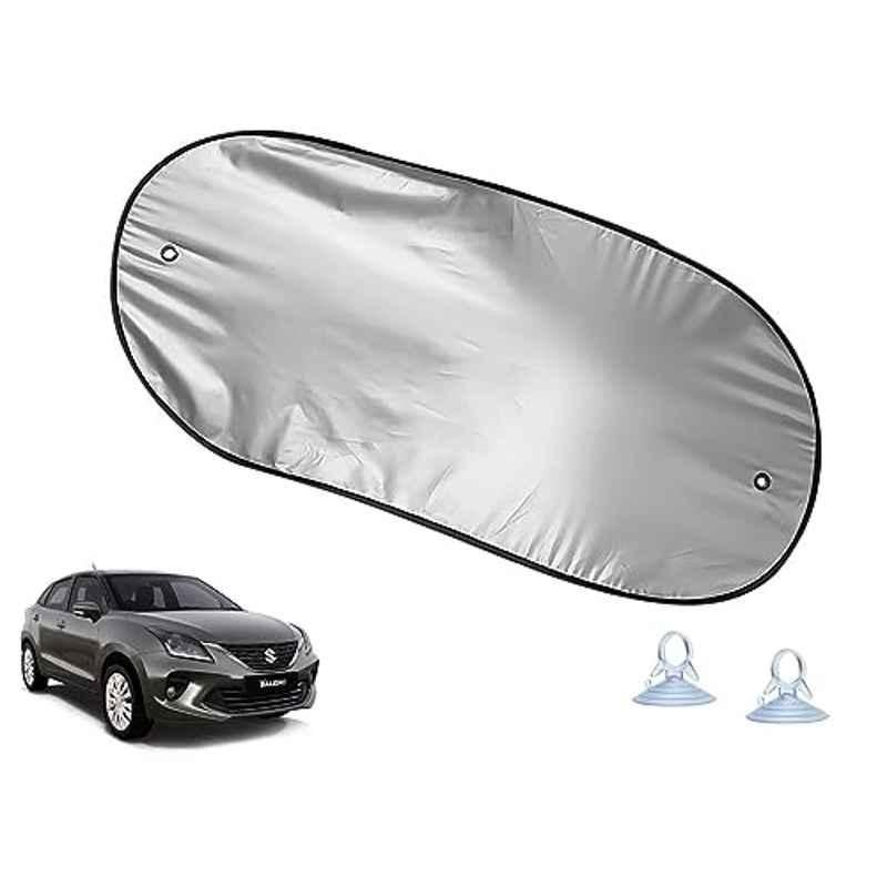 Auto Pearl Polyester Black & Silver Rear Window Sun Shade Curtain with Storage Pouch for Maruti Suzuki Baleno 2020