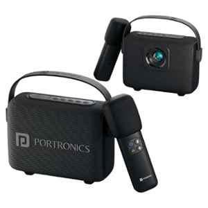 Portronics Resonate 2 14W Black Bluetooth Speaker with Wireless Karaoke Mic & LED Sunset Projection Lights, POR 2394