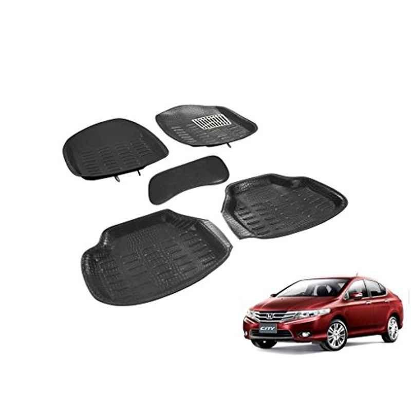 Kozdiko 3 Pcs 4D Black Crocodile Finish Car Foot Mat Set for Honda City, koz_41229