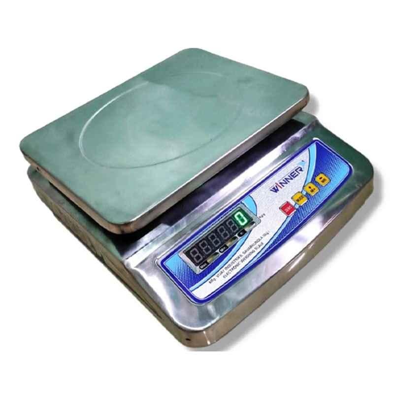 Winner W-07 30kg 10x12 inch Stainless Steel Silver Digital Weighing Machine Scale with Front & Back Double Display, KKSSREG