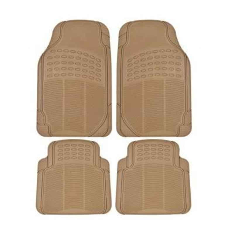 Love4ride 4 Pcs Beige Rubber Car Floor Mat Set for Toyota Etios Liva