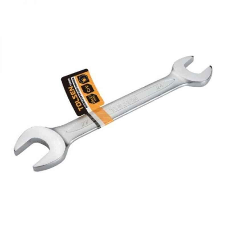 Tolsen 25x28mm CrV Chrome Plated Industrial Double Open End Spanner, 15861