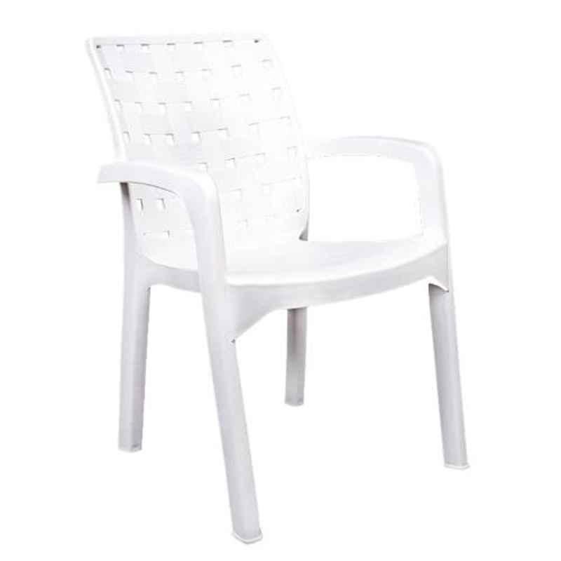 Italica Polypropylene White Luxury Arm Chair, 9408-1