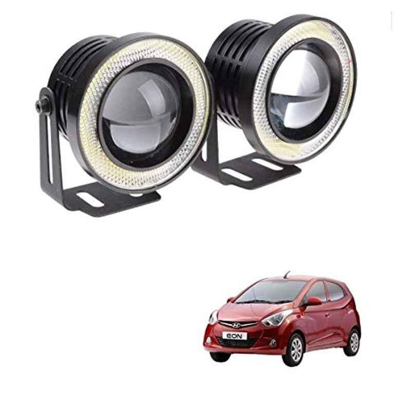 Kozdiko 2 Pcs 15W 3.5 inch High Power White LED Projector COB Fog Light Set with White Angel Eye Ring for Hyundai Eon, koz_89197