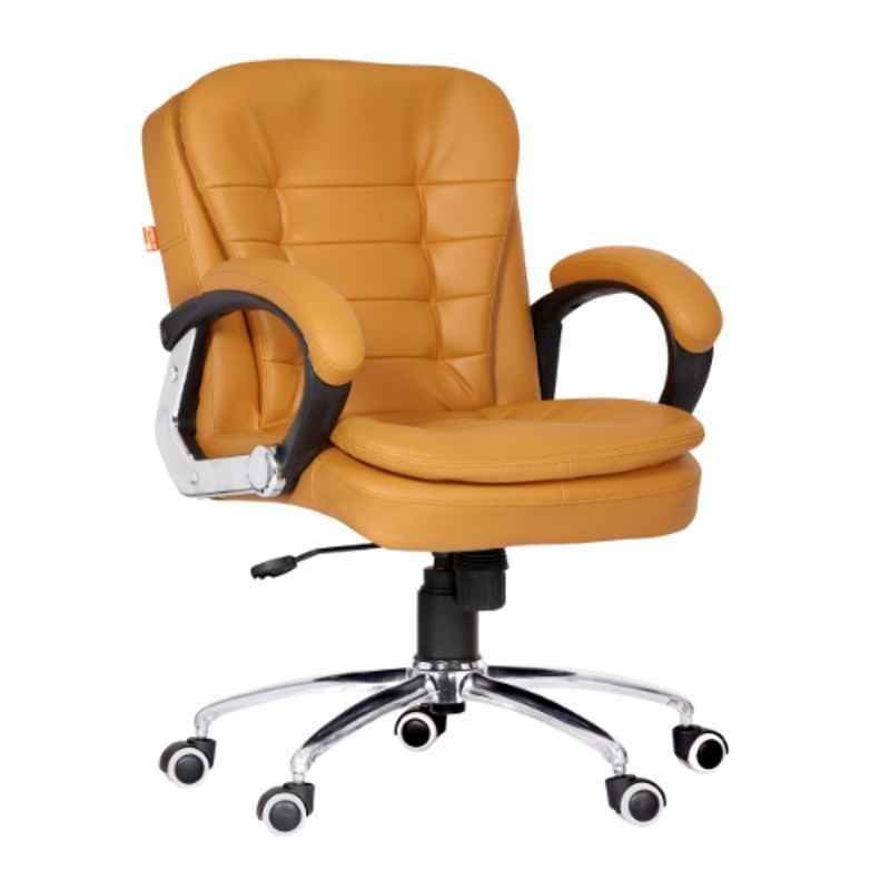 Da URBAN Milford Tan Leatherette Heavy Duty Metal Frame Visitor Chair with Padded Arms
