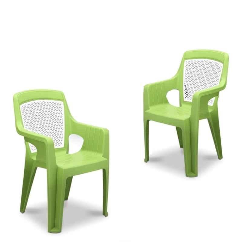 Maharaja Safari114 560x565x840mm Plastic Green Heavy Duty Luxury Armrest Chair (Pack of 2)
