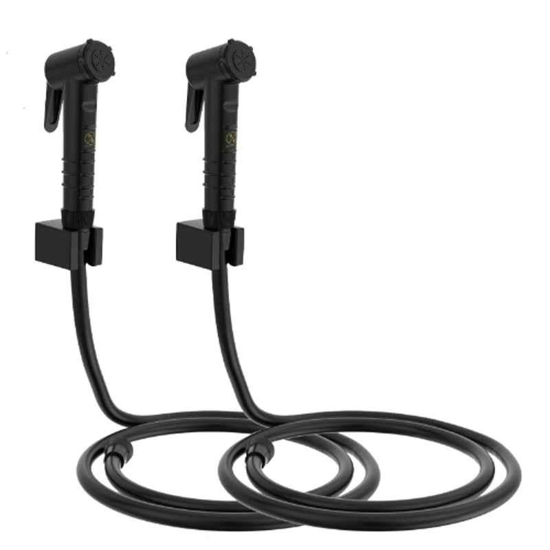 RN Black.2 Health Faucet Set with Hose Pipe & Wall Holder for Toilet Cleaning (Pack of 2)