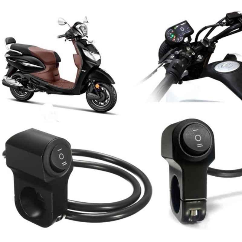 Auto Pearl 12V Aluminium Alloy Black Motorcycle Handlebar Headlight Switch for Pleasure Plus
