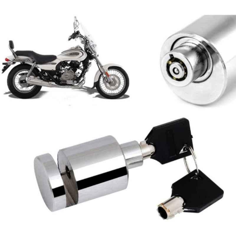 Auto Pearl Stainless Steel Silver Heavy Duty Anti Theft Motorcycle Disc Brake Lock, Lock-012