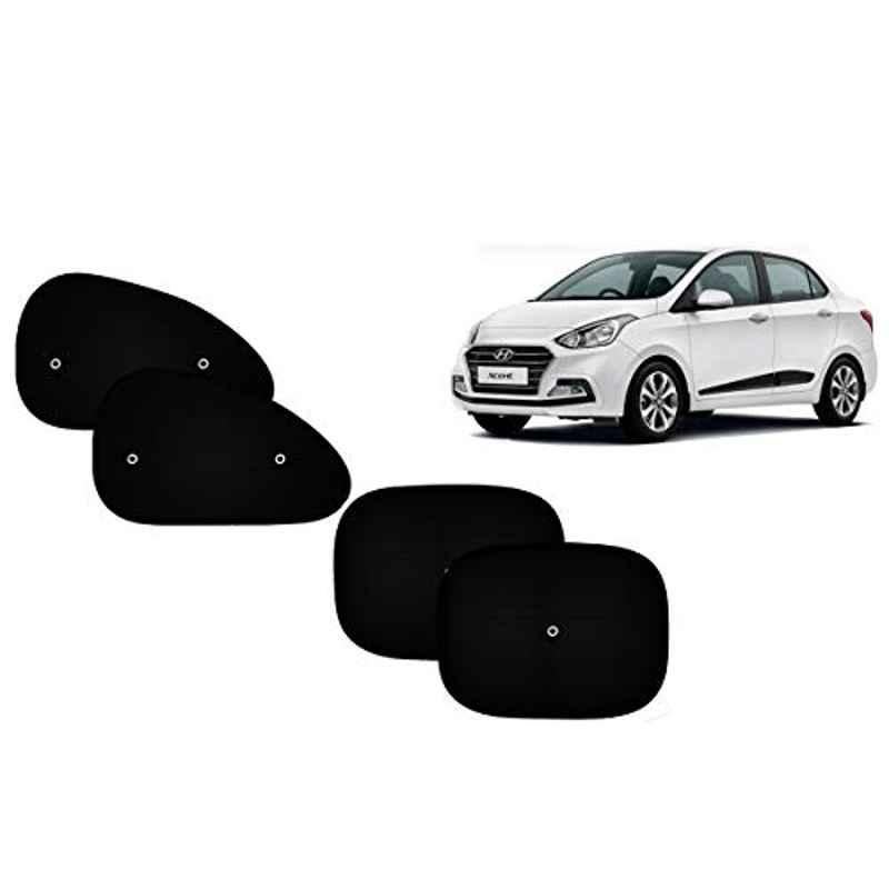 Auto Pearl 4 Pcs PVC & Mesh Black Window Side Sun Shade Set for Hyundai Xcent 2016, Curtain_Chipkoo_4_Xcent2016