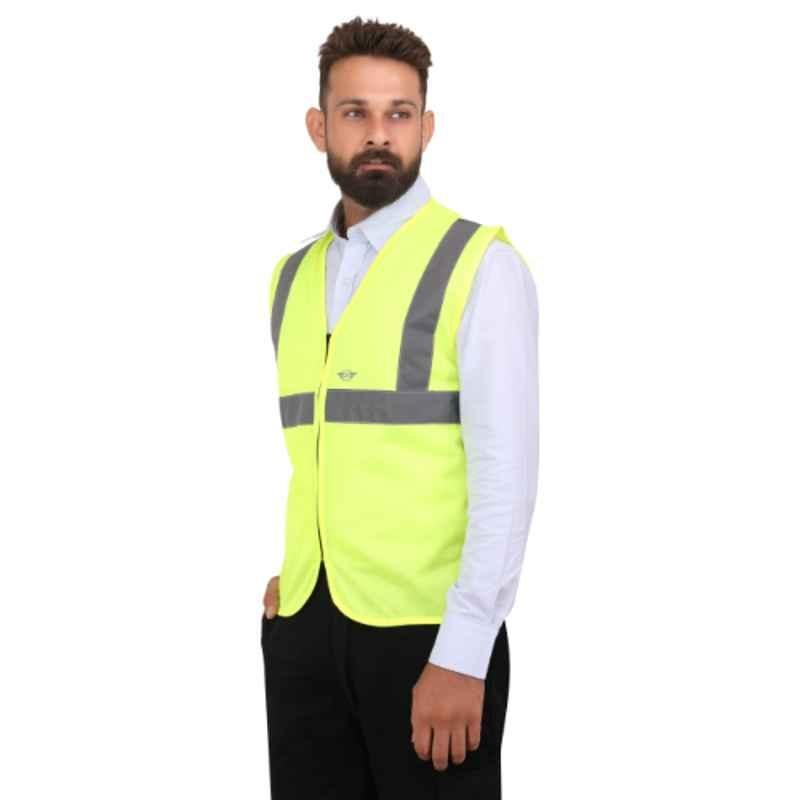 Club Twenty One Workwear Denver Polyester Yellow Safety Reflective Vest Jacket, 1008, Size: XL