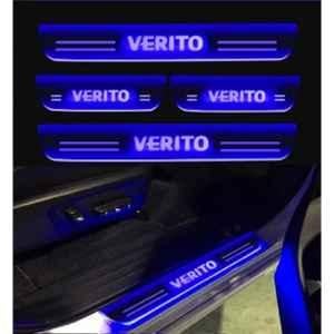 SureStrive 4 Pcs Acrylic Car Side Footstep Set with Blue LED Door Sill Scuff Plate for Mahindra Verito All Model
