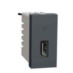 Schneider Electric Unica Pure 2.1A 1 Module Volcanic Grey USB Charger, UNS21USB1P1M_GY