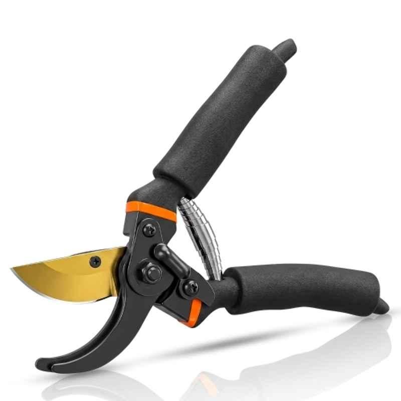 Tomahawk TBP200 200mm Alloy Steel Black Extra Sharp Blade Bypass Pruner with Titanium Coating & Double Cushion Grip for Clean Cuts on Green Stems & Branches, AZTF2-24DPS6B