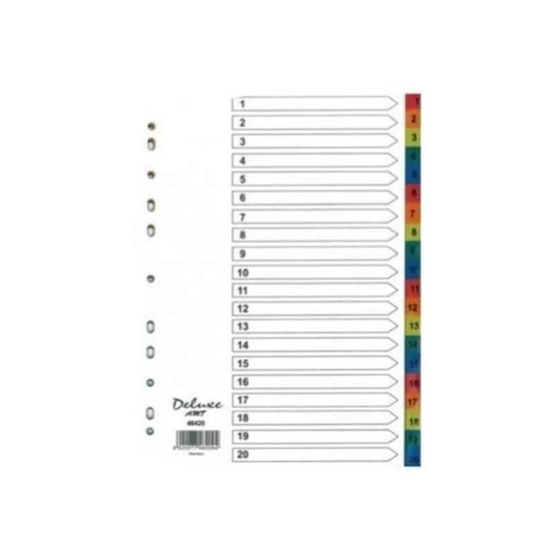 Deluxe A4 Plastic Colored Divider with numbers 1-20