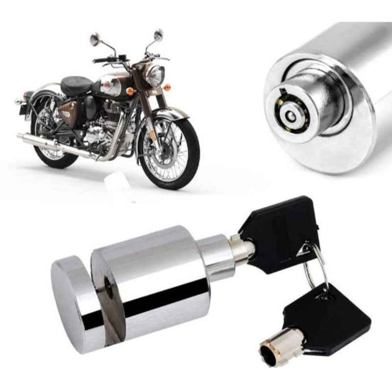 Auto Pearl Stainless Steel Silver Heavy Duty Anti Theft Motorcycle Disc Brake Lock, Lock-369